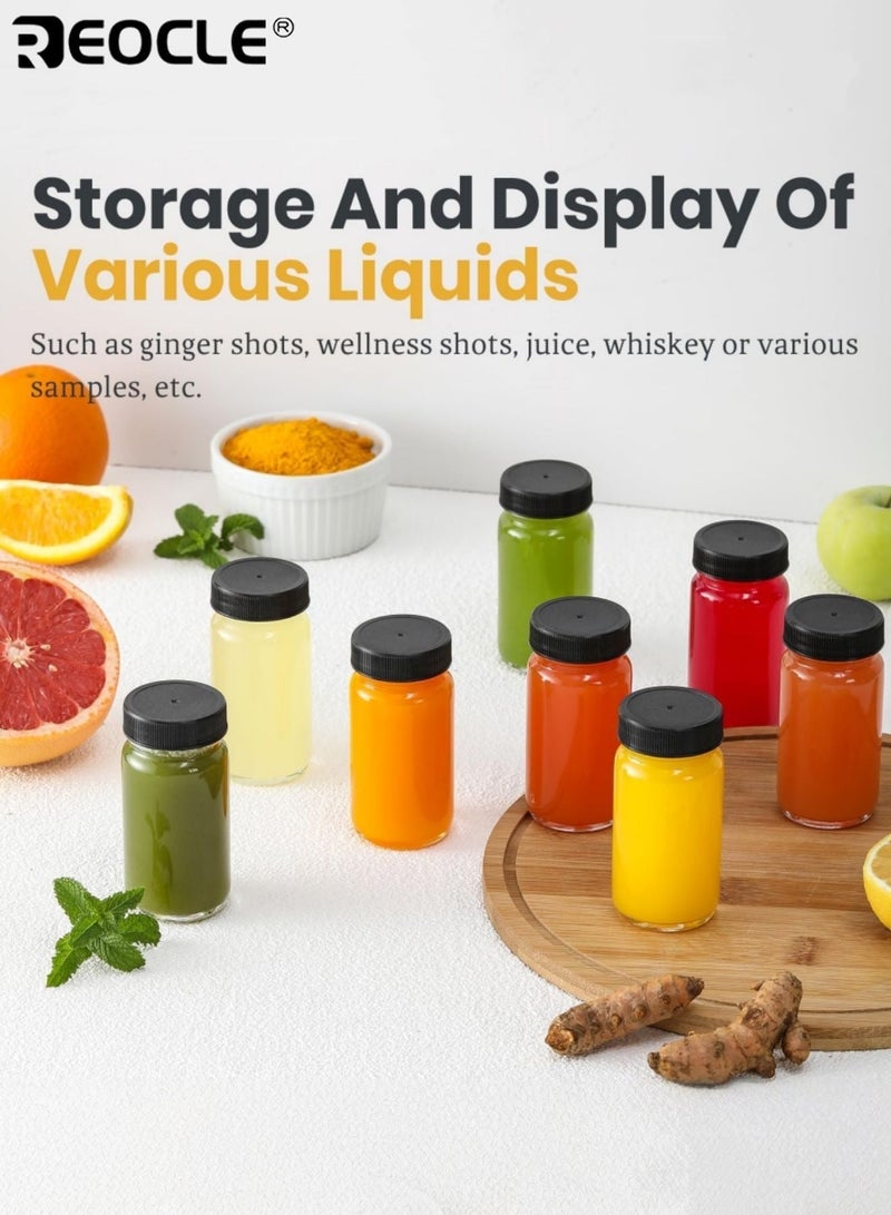 REOCLE 6pcs Glass Juice Bottles with Lids Reusable Transparent Travel Containers for Ginger Shots Health Tonics Whiskey Samples Home and Travel Use - Image 5
